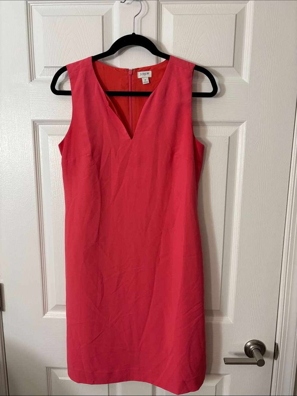 J. Crew Coral-Pink V-Neck Sleeveless Midi Dress